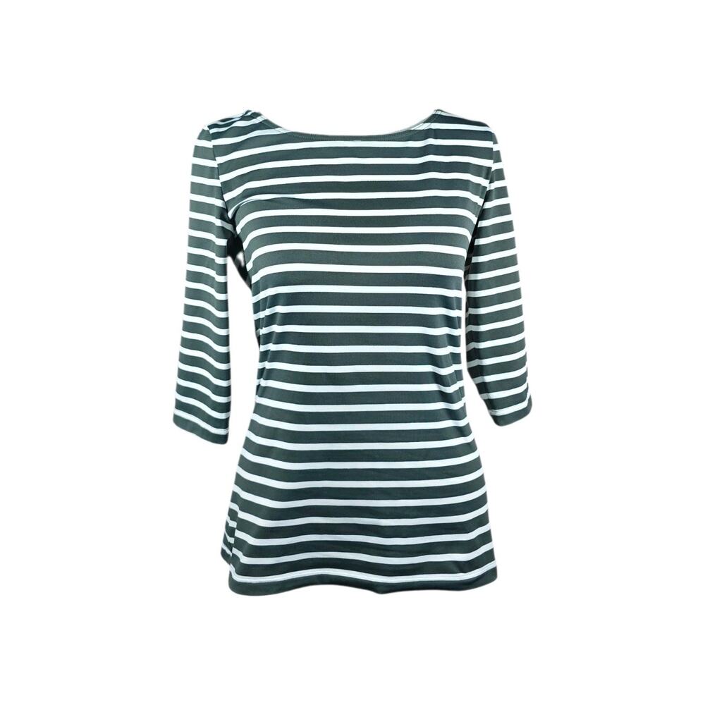 Saint James GARDE-COTE III - Nautical Gray White Striped Sport Top Size 6